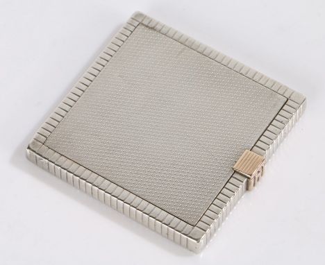Edward VIII F O S silver powder compact retailed by Asprey, London 1936, the reeded and engine turned body with gilt clasp, t