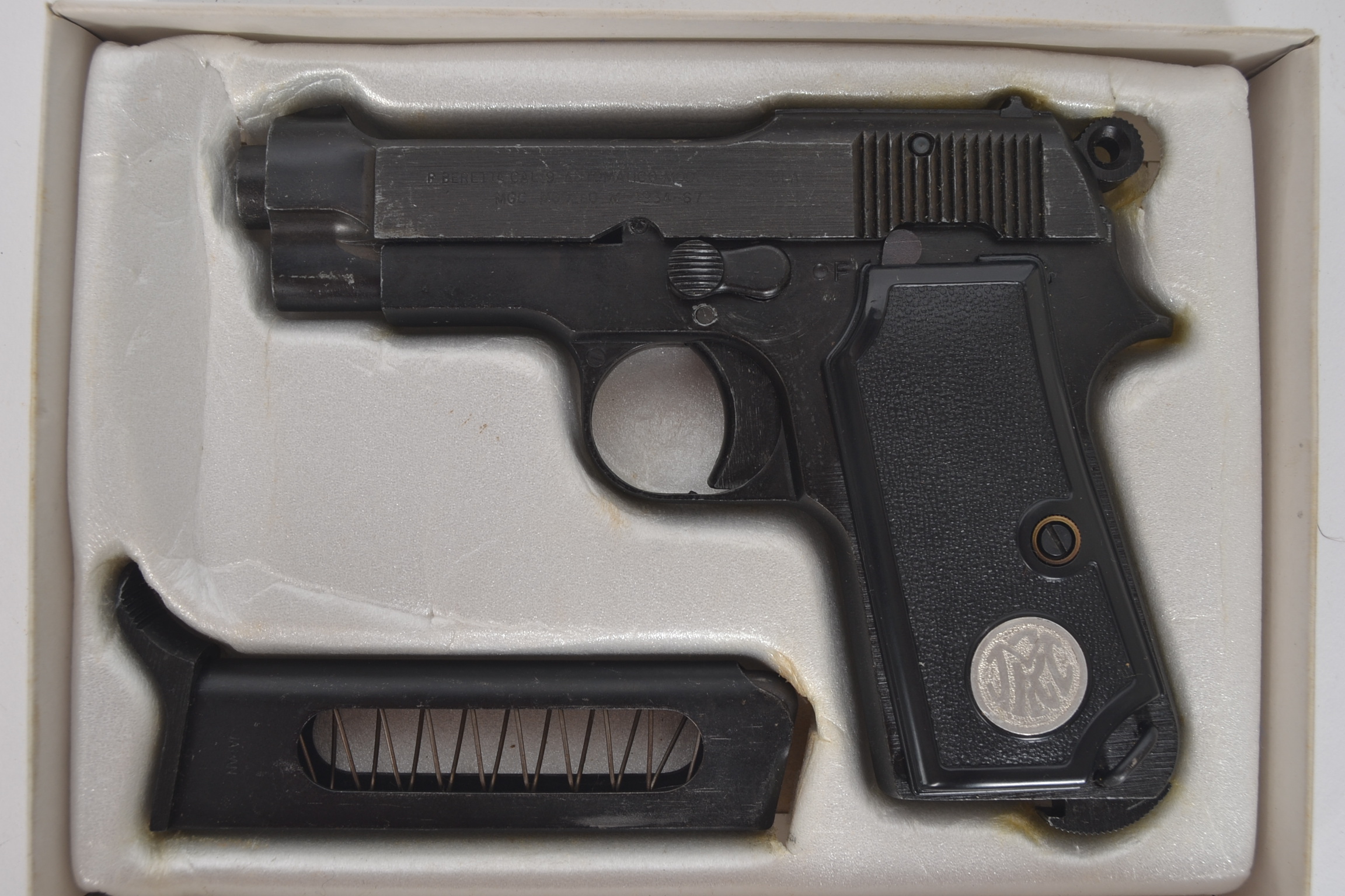 A vintage Model Gun Corp MGC Beretta MGC Modello M193467 Cal .9 m/m