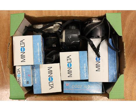 A Selection of Minolta Vectis Equipment, including bodies and lenses, some boxed (a lot)