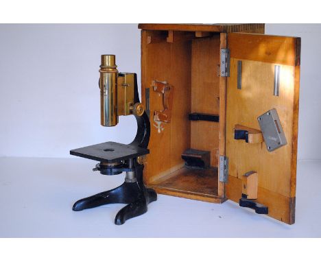 An Incomplete Leitz Microscope,  in wooden case