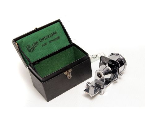 Ensign Optiscope Micro Attachment, for projecting microscope slides with an Ensign projector, in makers felt lined case