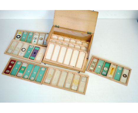A selection of Microscope Slides, in mahogany case (a lot)