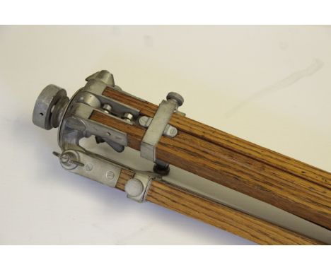 An Oak Surveyors Tripod, with alloy fittings
