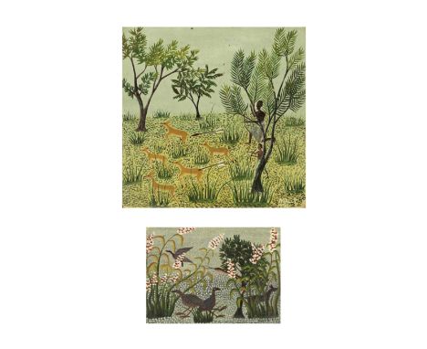Ngoi (République Démocratique du Congo, XXème siècle)Sans titre (scène de forêt), Sans titre (scène de chasse) (deux oeuvres)