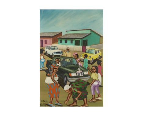 Monsengwo Kejwamfi 'Moké' (République Démocratique du Congo, 1950-2001)La Mercedes signé 'Peintre Moké' en bas à gauchehuile 