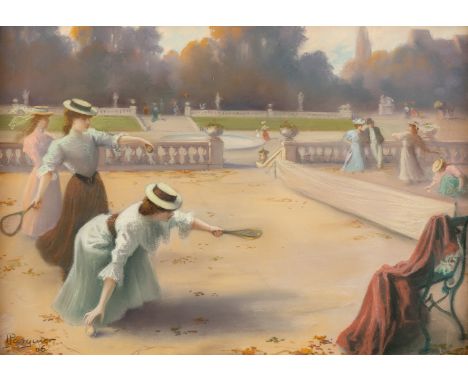 H. Pasquier (XIX-XX) 'Tennis at Jardin du Luxembourg' (1906)Pastel on paper.Signed and dated lower left,&nbsp;1906.&nbsp;(53 