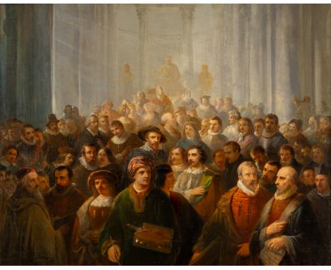 Joseph Meganck (1807-1891) 'Les Artistes'Oil on canvas. Signed lower left.&nbsp;Signed: 'Hommage Des...&nbsp; ... M. Dubois'.