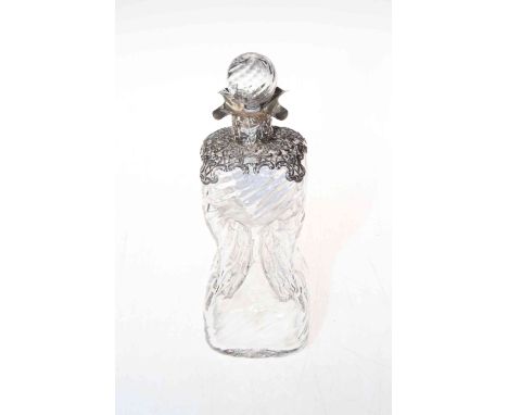 William Comyns, silver mounted wrythen hour glass decanter, London 1898, 20cm high.