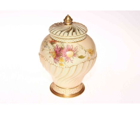 Royal Worcester blush ware pot pourri vase and cover, shape no. 1720, 20cm, date code 1898.