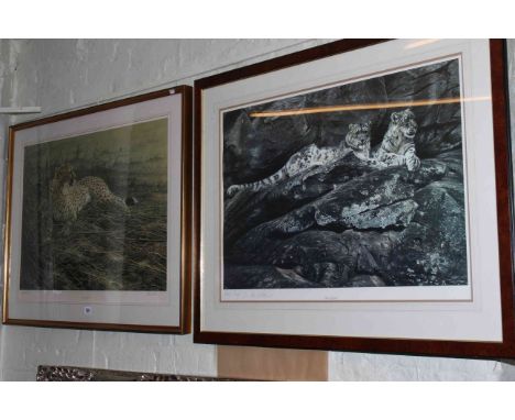 Alan M. Hunt, two signed artists proofs, Lazy Afternoon and Snow Leopard, both number 2 from edition of 10, largest 75cm by 8