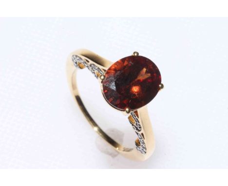 Zanzibar Sunburst zircon and diamond 18 carat gold lorique ring, size N/O, with certificate.