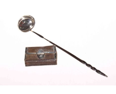 George III silver tody ladle, Elizabeth Morley, London 1803, together with silver mounted snakeskin purse, London 1891 (2).