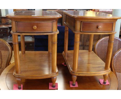 Pair Willis &amp; Gambier Lille collection single drawer lamp tables, 60cm high by 60cm long by 40cm wide.