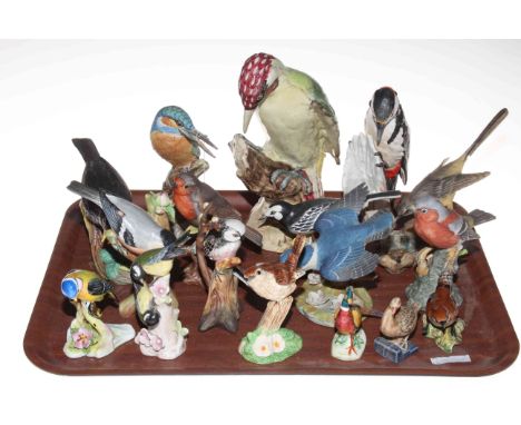 Collection of pottery birds including Beswick, Goebel, Aynsley, Crown Staffordshire, Border Fine Arts.