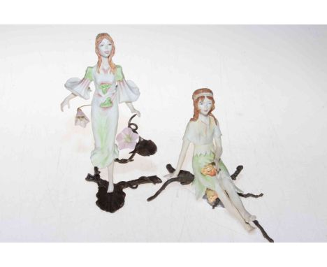 Two Albany Worcester figures of young girls, tallest 18cm.