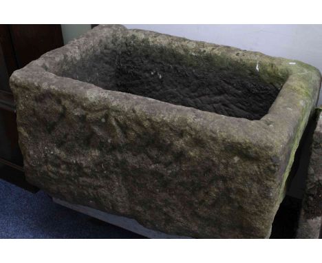 Large weathered stone garden trough, 46cm by 87cm by 55cm.