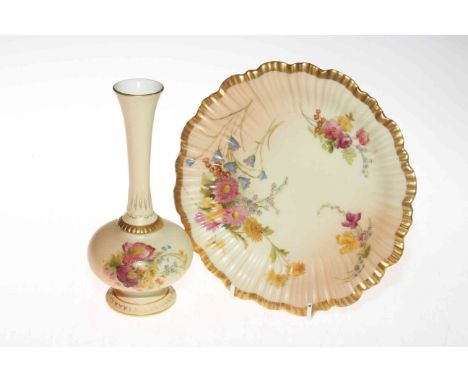 Royal Worcester blush ware plate, no. 1416, and vase, no. 1733 (2).