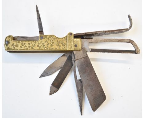 Coachman's knife with twelve 'tools' including hoof pick, saw, key etc.&nbsp;PLEASE NOTE ALL BLADED ITEMS ARE SUBJECT TO OVER