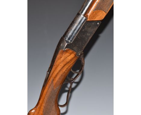 Marocchi .410 under-lever action over and under shotgun with chequered grip and forend, double trigger and 26.5 inch barrels,