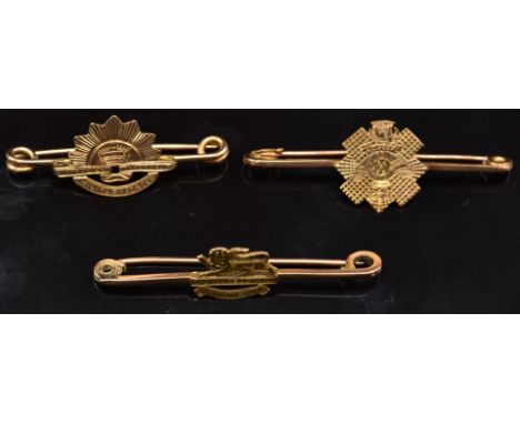 Three&nbsp;9ct gold sweetheart brooches for the Royal Lancaster Regiment, Highland Light Infantry and Australian Commonwealth