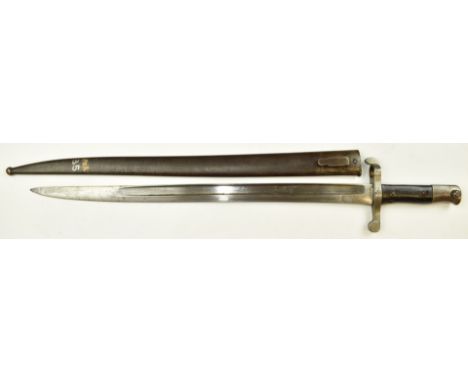 Portuguese 1886 pattern sword bayonet for the Kropatschek rifle, stamped TI 379 to crossguard, with 47cm fullered blade and s