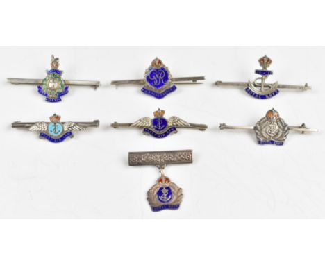 Seven Royal Navy / Royal Marines silver and enamel sweetheart brooches