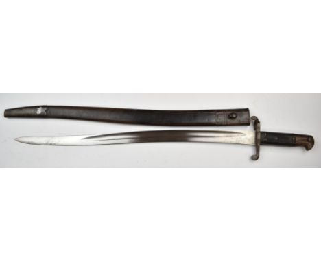 British 1856/58 pattern sword bayonet with 58cm yataghan fullered blade and scabbard.&nbsp;PLEASE NOTE ALL BLADED ITEMS ARE S