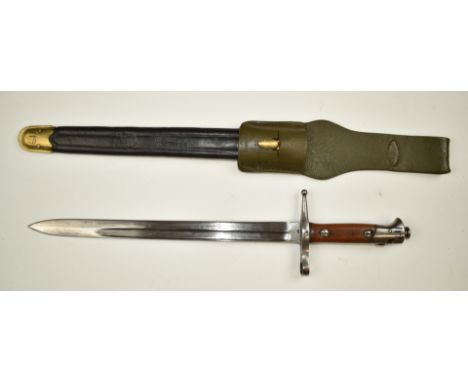 Italian 1891/97 pattern Carcano Truppi Speciali&nbsp;bayonet stamped AM 1748&nbsp;to crossguard and RFSCL to ricasso, with 30