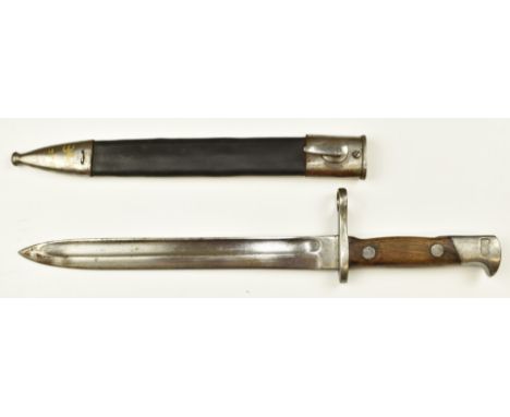 Spanish 1893 pattern Mauser knife bayonet stamped PR8 831 to ricasso, with 25cm fullered blade and scabbard.&nbsp;PLEASE NOTE