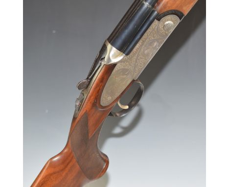 Lincoln No.2 12 bore over and under sidelock ejector shotgun with engraved scenes of birds to the locks and underside, scroll