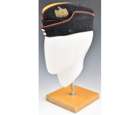 British Army Gloucestershire Regiment officer's side hat field service hat with red piping, yellow top and bullion wire badge