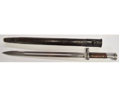 Czechoslovakian sword bayonet marked 199AF under crown to pommel, with 40cm fullered blade and scabbard.&nbsp;PLEASE NOTE ALL