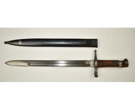 Italian 1891 pattern Mannlicher Carcano bayonet stamped AK9547 to crossguard and Terni to ricasso, with 30cm fullered blade w