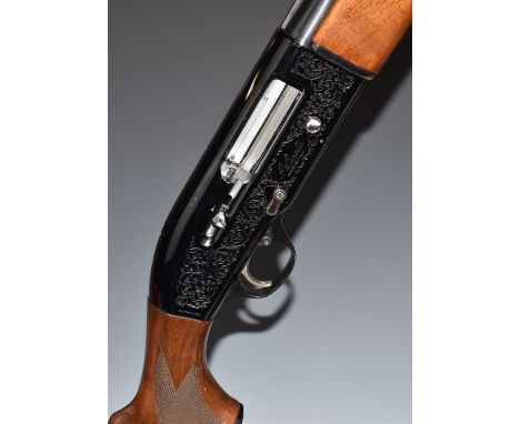 Beretta A302 12 bore three-shot semi-automatic shotgun with named and engraved locks, chequered semi-pistol grip and forend, 