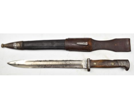 German 1871/74 patten modified 1898 pattern bayonet with wooden grips, Kirschbaum &amp; Co maker's name to ricasso and 'In Tr