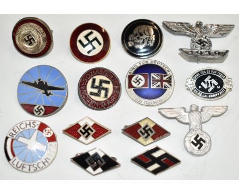 Fourteen German Third Reich Nazi enamel badges including Hitler Youth, DAP examples etc