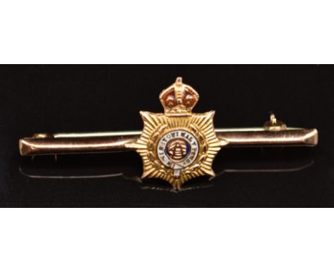 Army Service Corps&nbsp;9ct gold and enamel sweetheart brooch, 2.6g