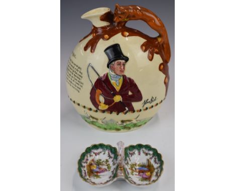 Crown Devon John Peel musical decanter, height 19cm, and a Meissen sweetmeat dish