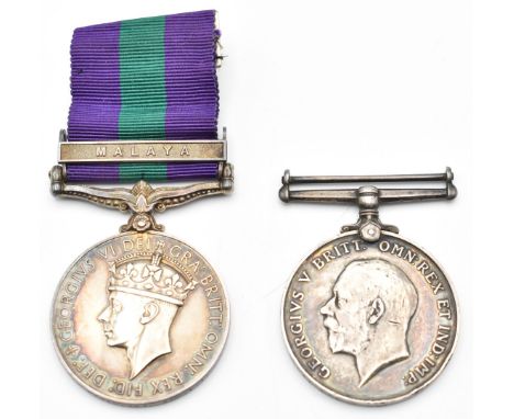 British Army General Service Medal with clasp for Malaya named to 22730733 Pte D Jay, Somerset Light Infantry together with a
