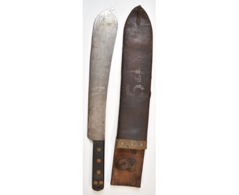 Royal Air Force machete by S&J Kitchin Ltd, Sheffield, No 2640 with broad arrow mark over 1955, brass riveted grips, 37cm bla