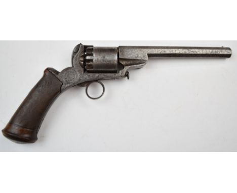 Continental five-shot semi-hammerless revolver with engraved frame, ring trigger and butt plate, chequered grip and 7 inch oc