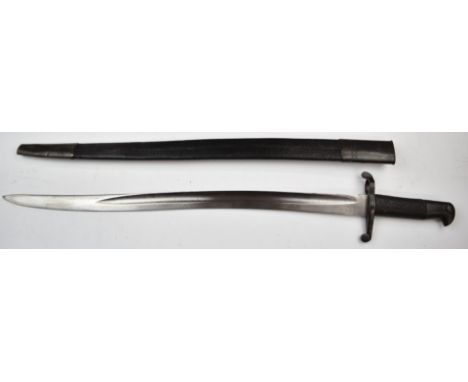 British 1856/58 pattern sword bayonet with 58cm yataghan fullered blade and scabbard. PLEASE NOTE ALL BLADED ITEMS ARE SUBJEC