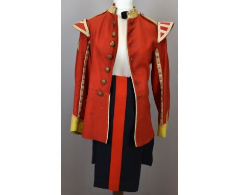 British Army Gloucestershire Regiment Drummer's tunic, with badge to right sleeve and associated buttons, together with a pai