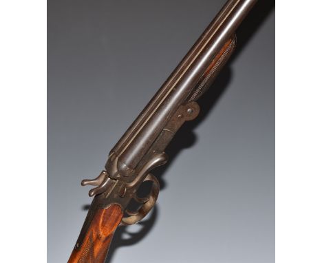 Belgian .410 side by side folding poacher's shotgun with chequered grip and forend, double trigger and 26 inch barrels, overa