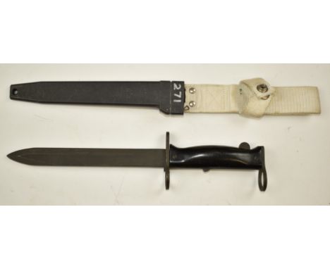 French MAS 1969 pattern bayonet with 20cm blade, scabbard and frog. PLEASE NOTE ALL BLADED ITEMS ARE SUBJECT TO OVER 18 CHECK