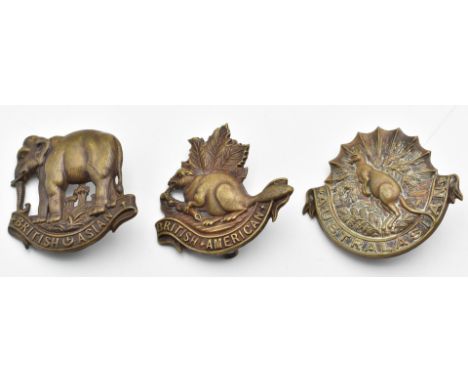Three British Army King's Colonial Boer War badges, Australasian, British American and British Asian