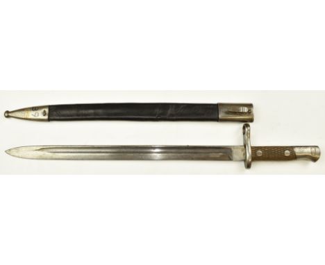 Spanish 1893 pattern artillery sword bayonet for the Mauser short rifle and M1916 short rifle, with chequered wooden grip, 39