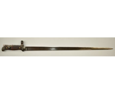 Danish 1915 pattern sword bayonet for Krag Jorgensen rifle, with good stamps to ricasso and pommel including 114900, Harens T