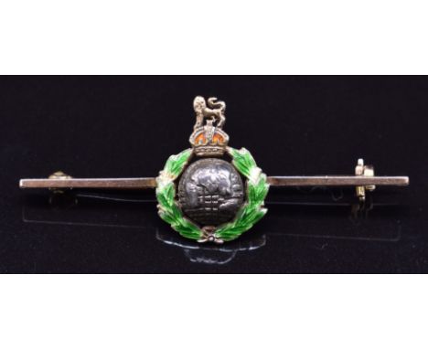 Royal Marines&nbsp;9ct gold and enamel sweetheart brooch, 4.5g
