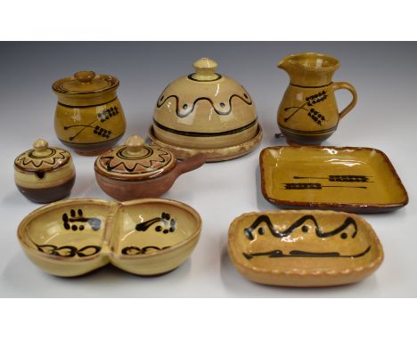 Winchcombe and other studio pottery, two pieces signed Sidney Tustin, tallest 12cm